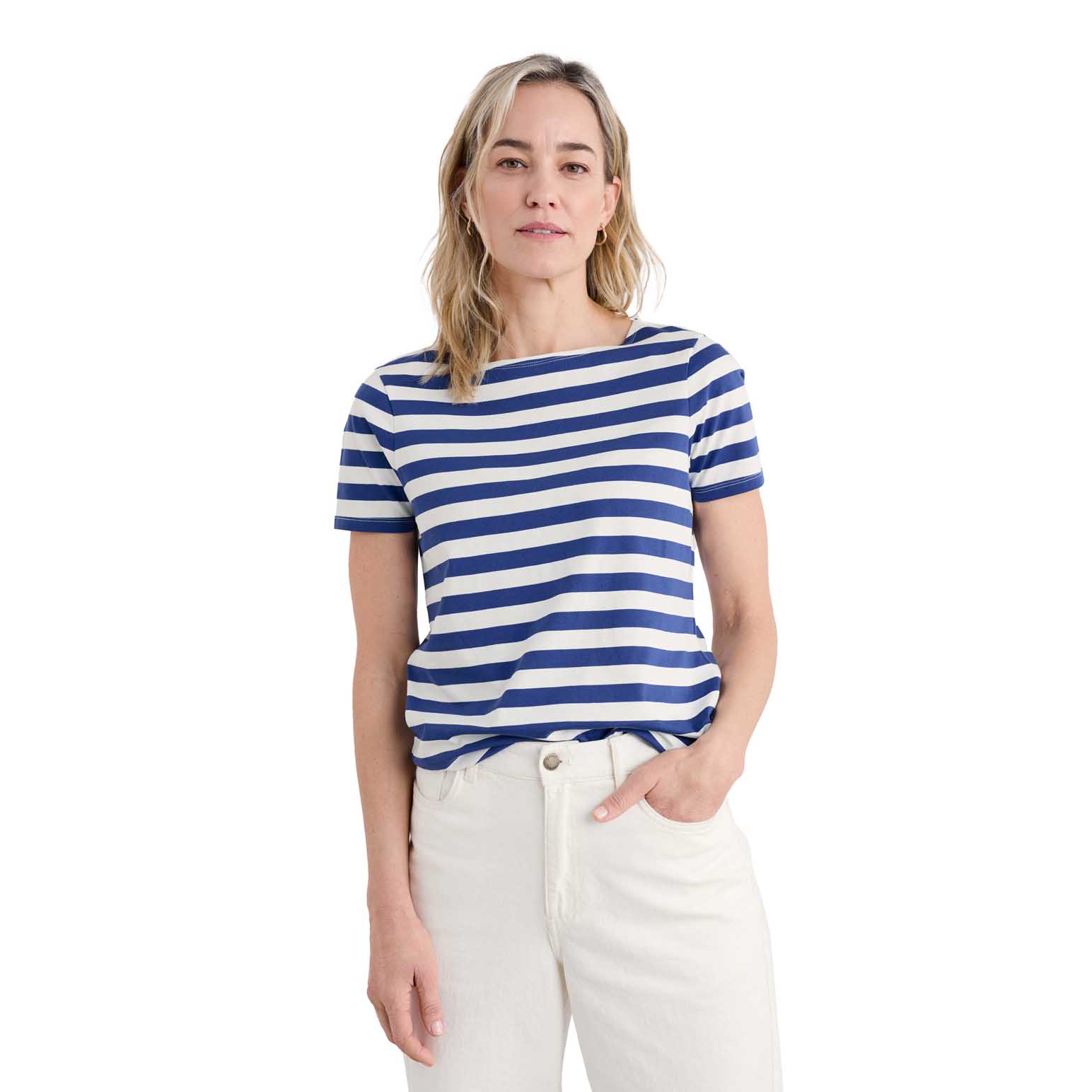 Seasalt Cornwall Sailor T-Shirt Scallion Bright Marine Chalk