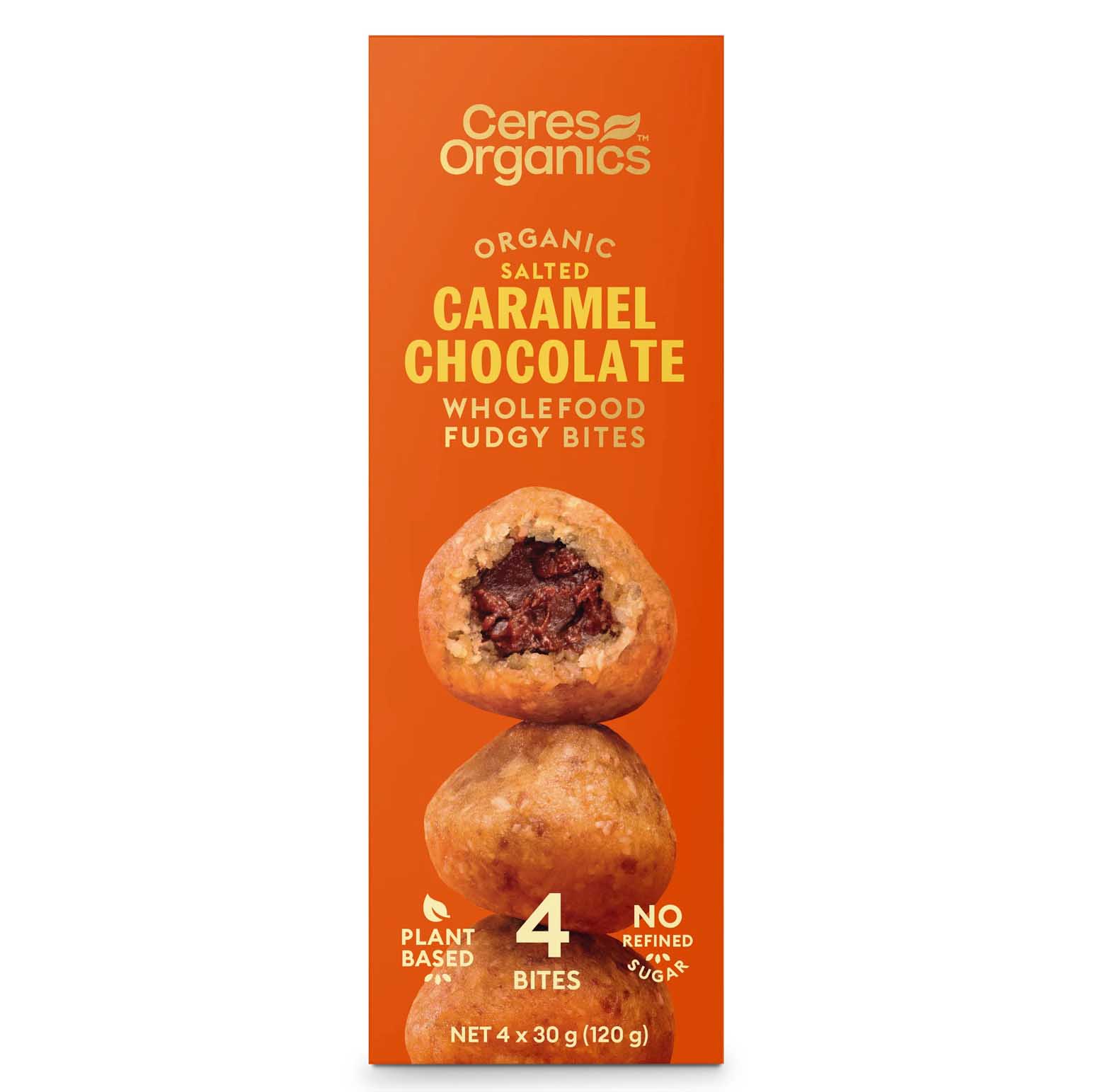 Ceres Organics Fudgy Bites Salted Caramel Chocolate 4 x 30G Bag