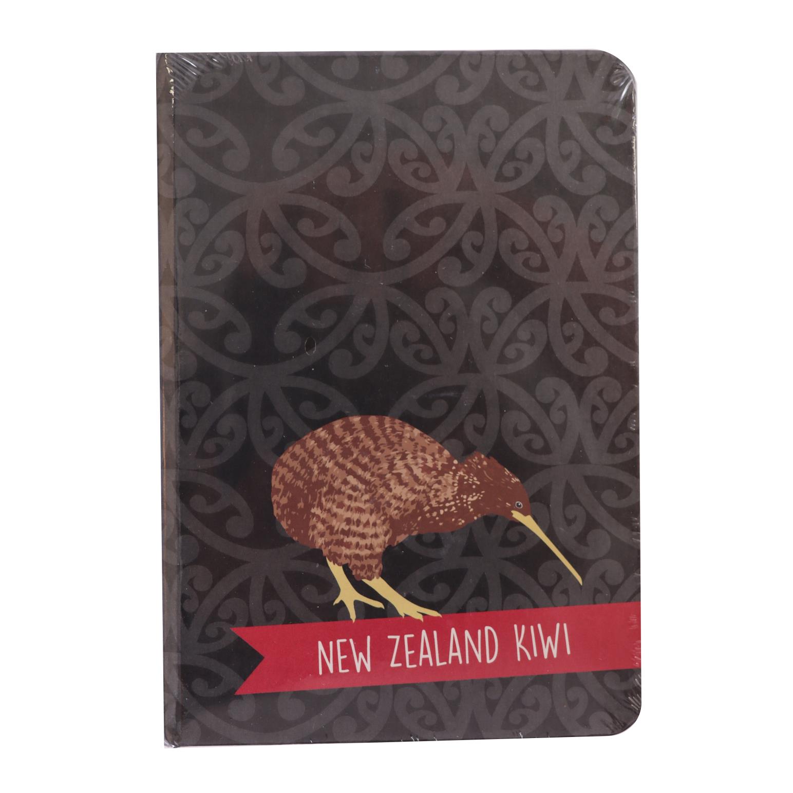 Kereru Design New Zealand Kiwi Maori Art Black A6 Notebook