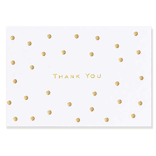 Thank You Gold Dots Note Cards 14 Pack