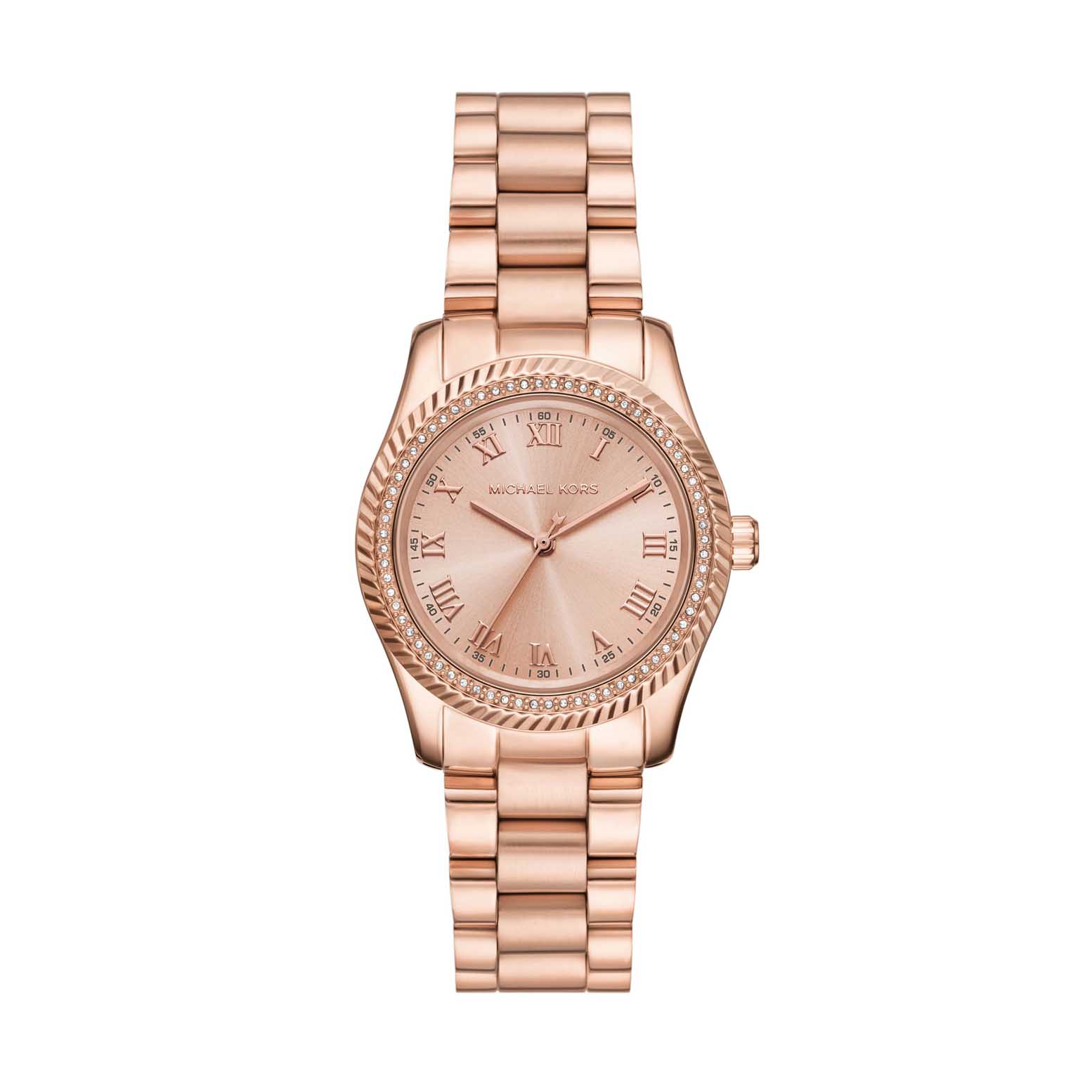 Michael Kors Lexington Three-Hand Rose Gold-Tone Stainless Steel Watch
