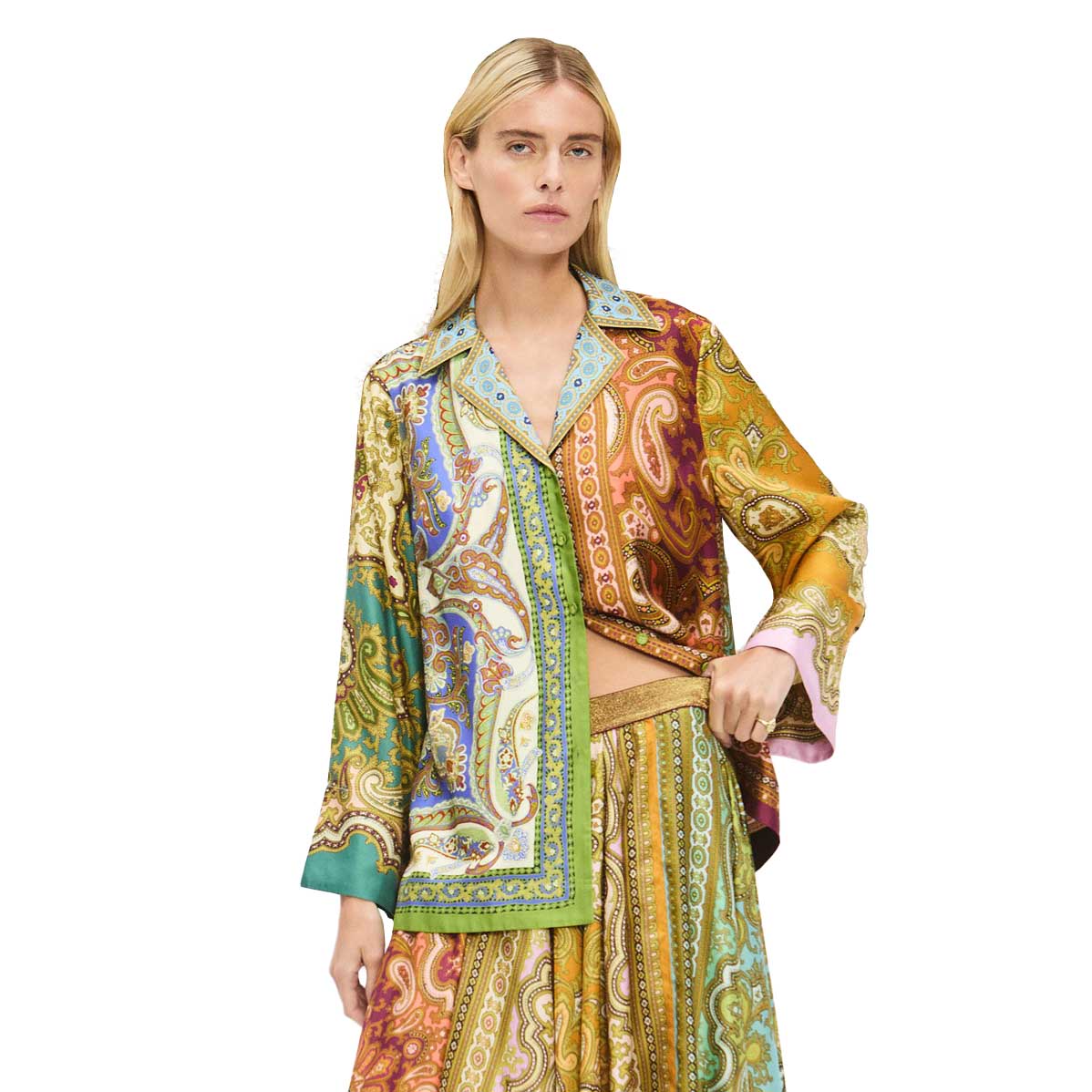 ALÉMAIS Clemenza Spliced Silk Shirt