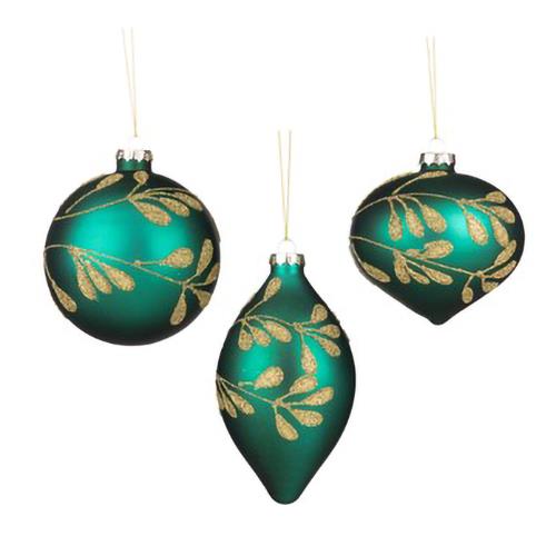 Goodwill Glass Gilt Leaf Vine Pattern Ornament Assorted 10cm