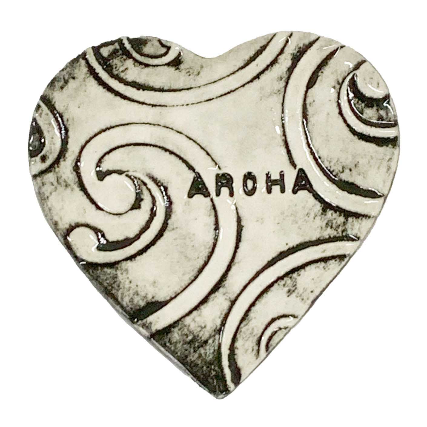 Borrowed Earth Kowhaiwhai Heart Large - Aroha Black