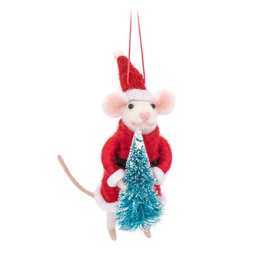 Sass & Belle Santa Mouse w Tree Felt Decoration