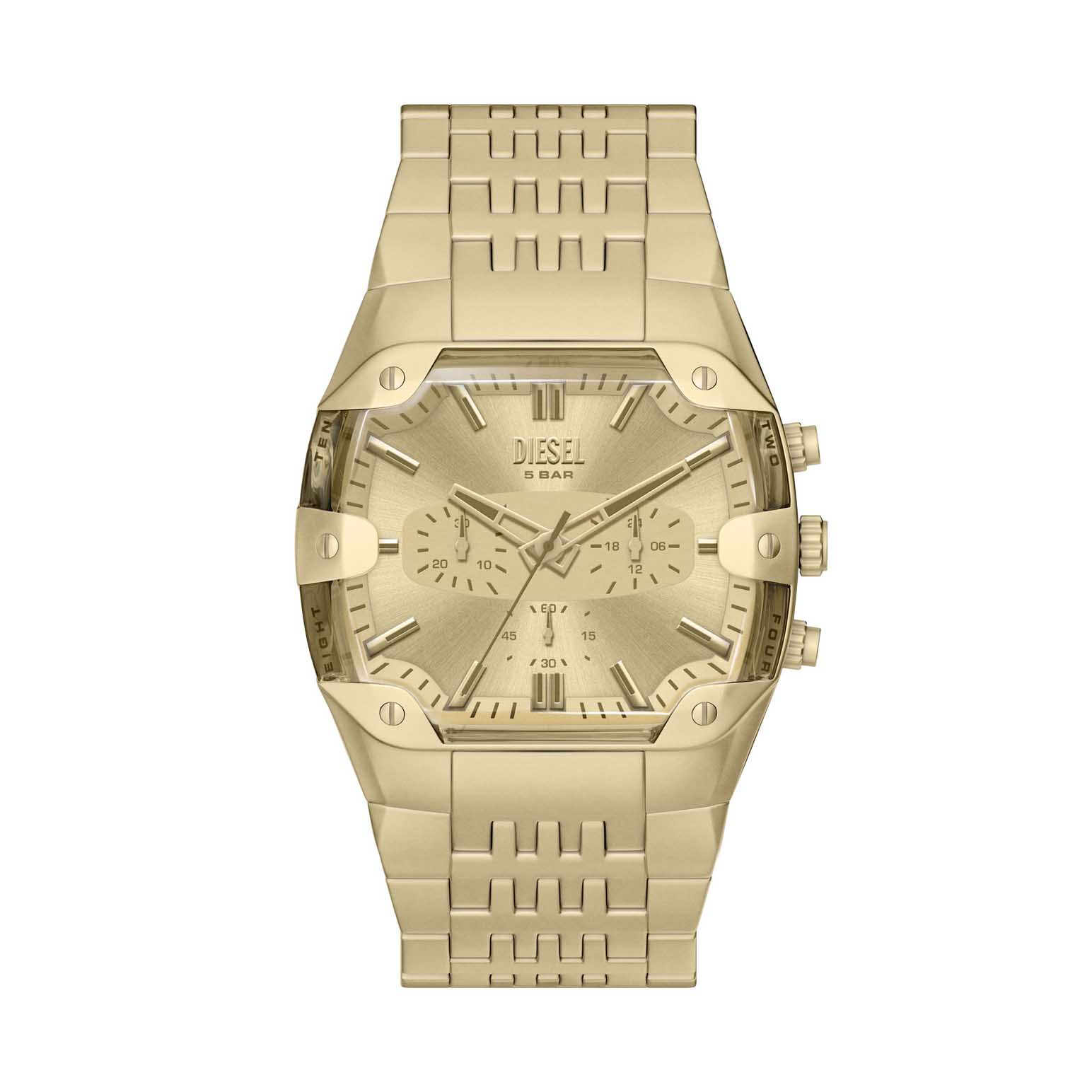 Diesel Spiked Cushion Chronograph Gold-Tone Stainless Steel Watch