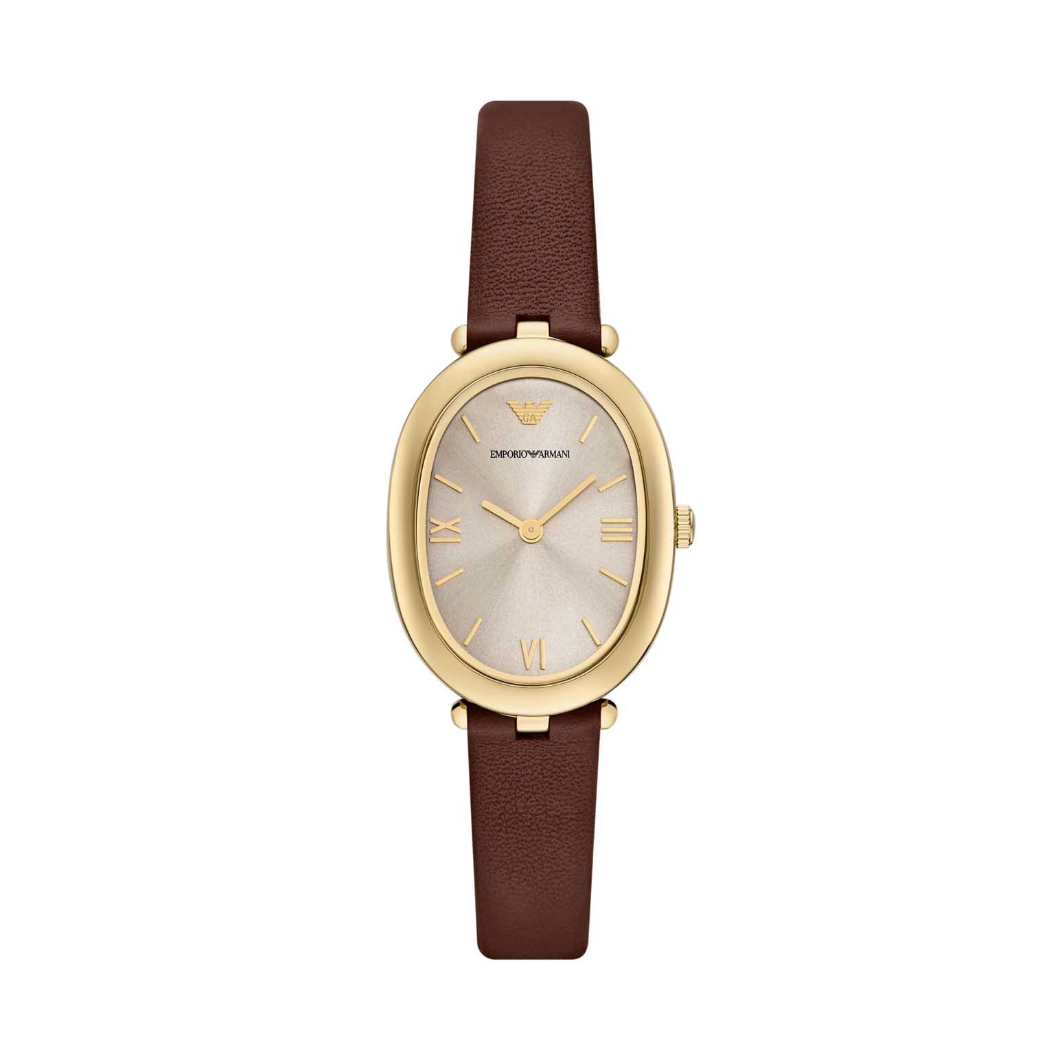 Emporio Armani Two-Hand Brown Leather Watch AR11708