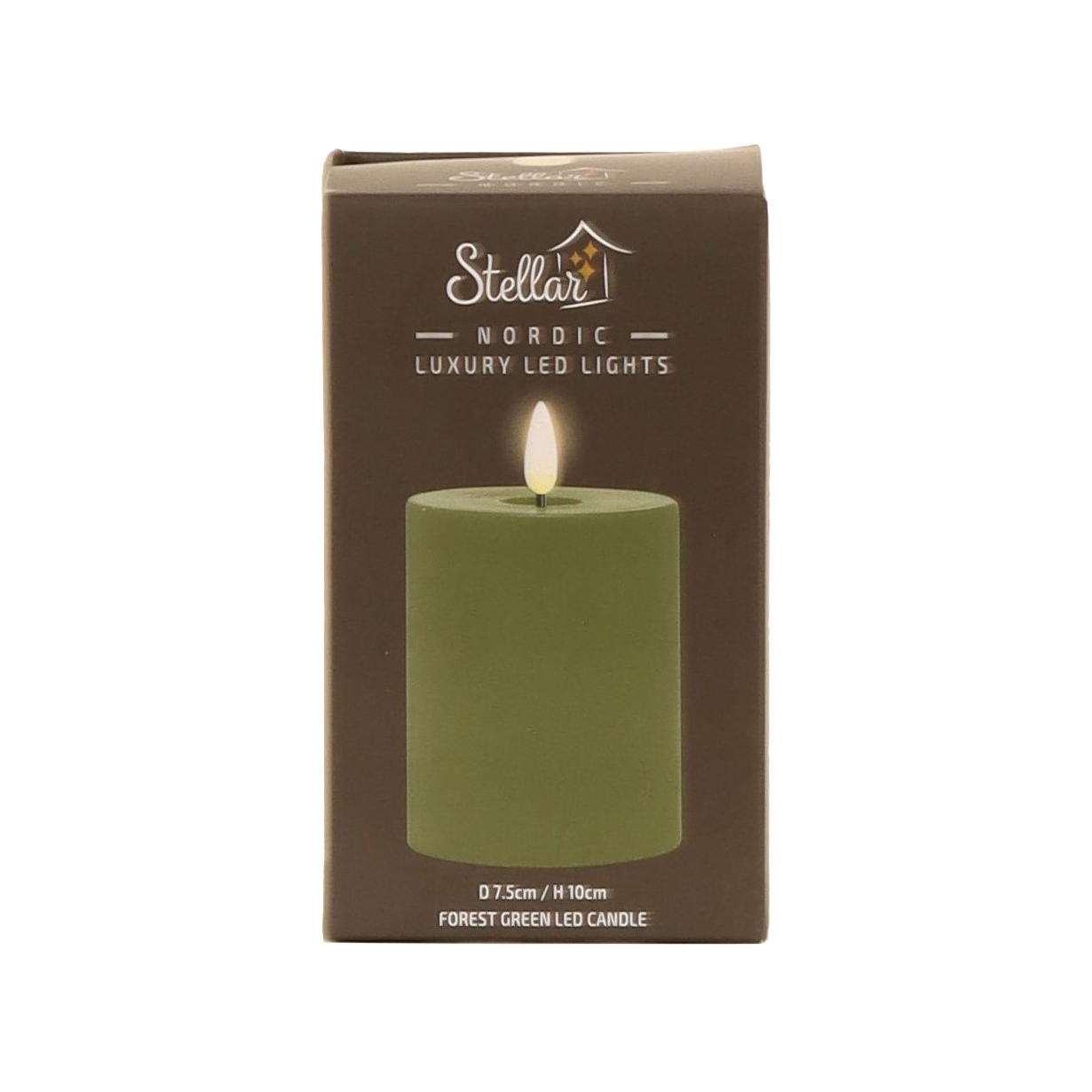 Stellar Haus Green Pillar Indoor LED Candle With Timer  10x7.5cm