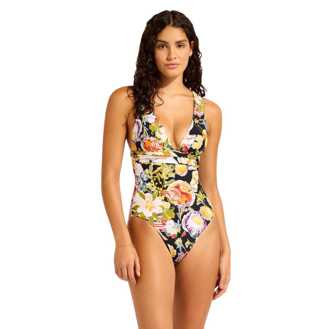 Seafolly Riviera Coast Cross Back One Piece Swimsuit