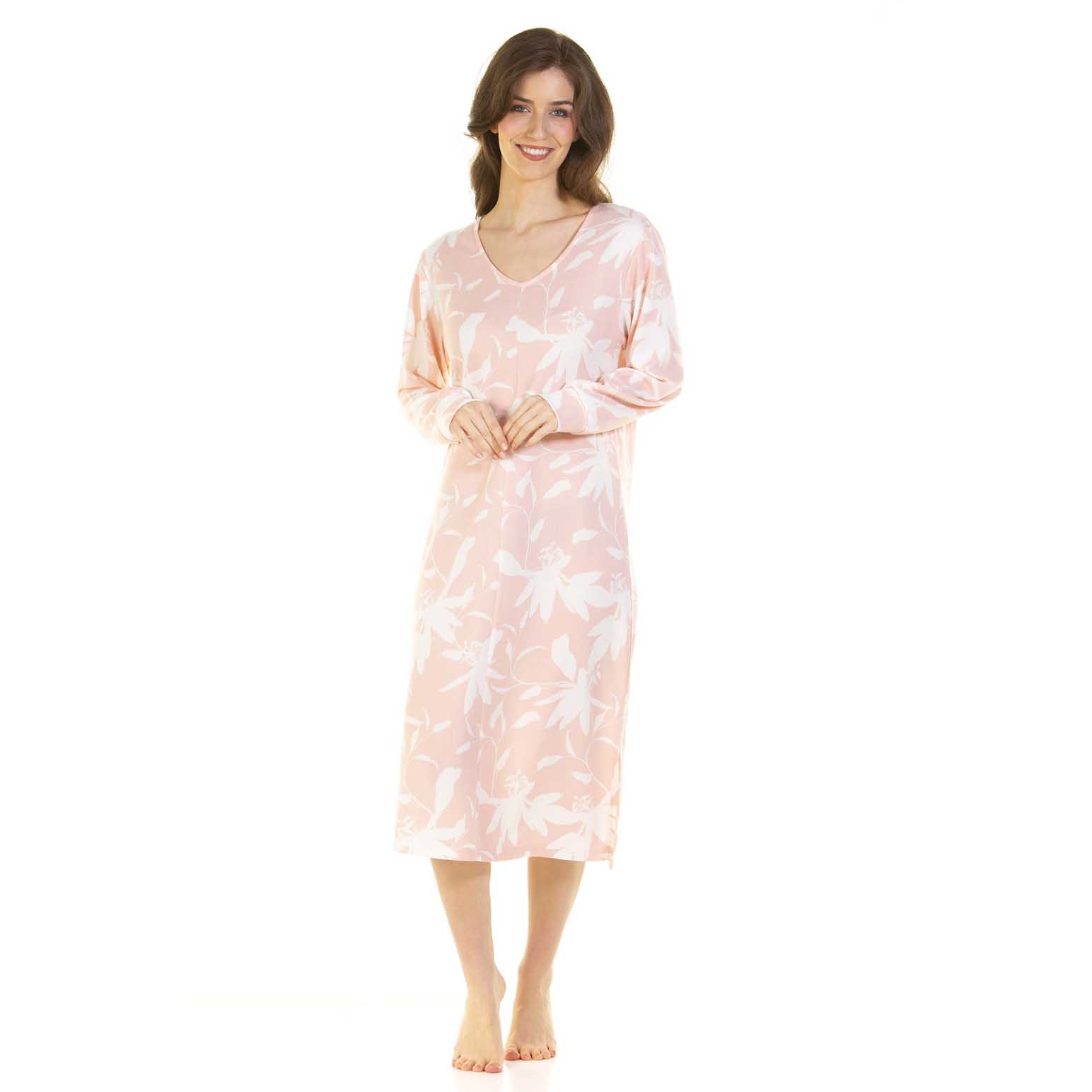 La Marquise Floral Deluxe Long Sleeve V-Neck Nightdress