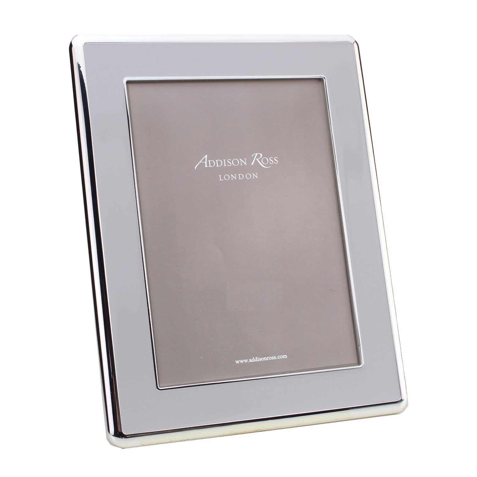 Addison Ross 4x6 Enamel & Silver Photo Frame 30mm - Silver & Chiffon