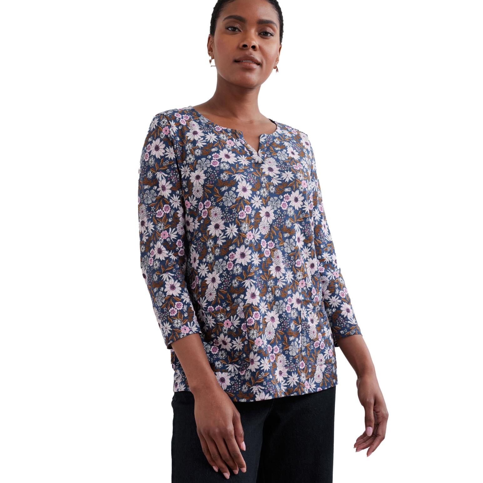 Seasalt Cornwall Gypsophilia Top Pattern Flower Night