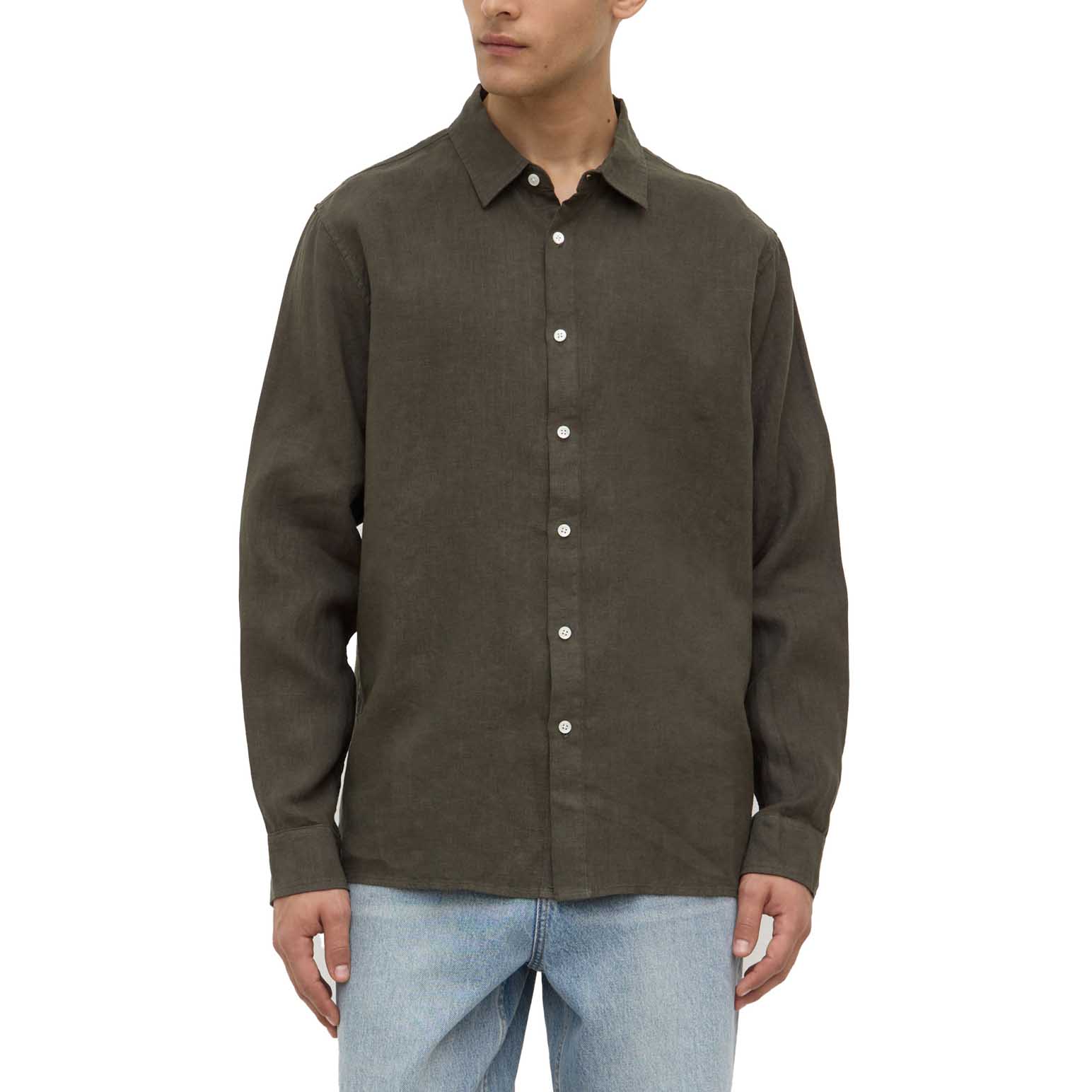 Assembly Label Everyday Mens Linen Long Sleeve Shirt Sorrel