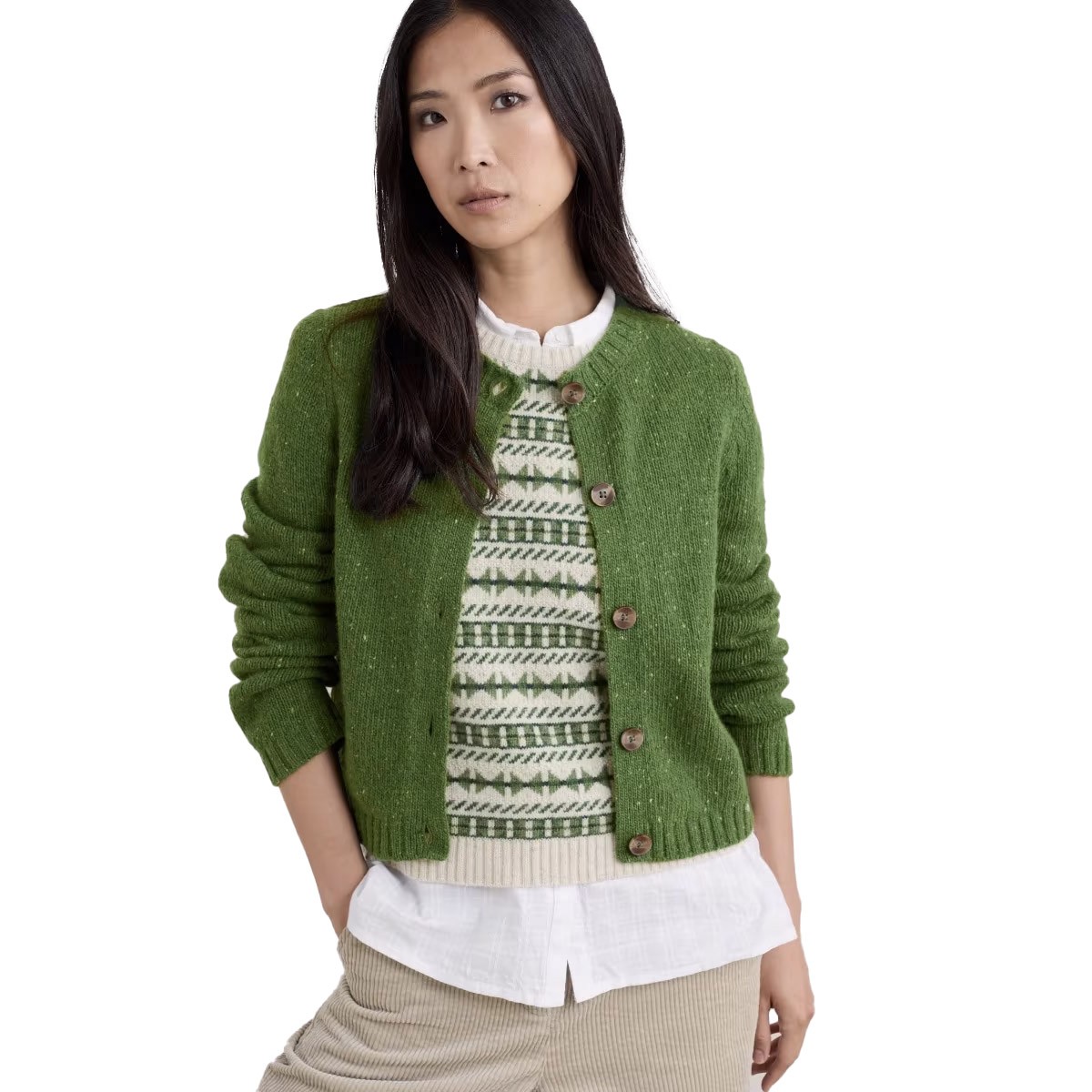 Seasalt Cornwall Dawson Pick Cardigan Grassland
