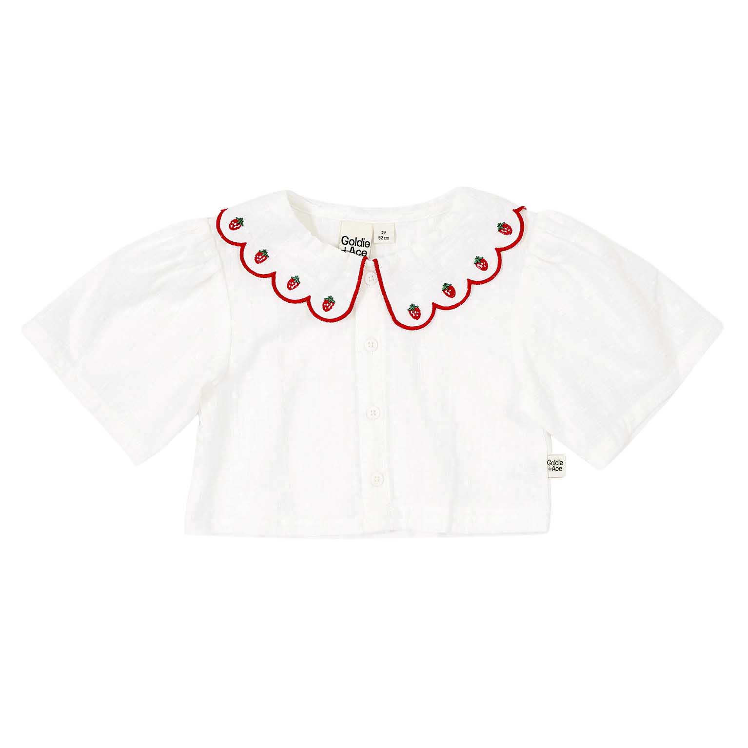 Goldie + Ace Scallop Collar Strawberry Cropped Blouse 3-5Y