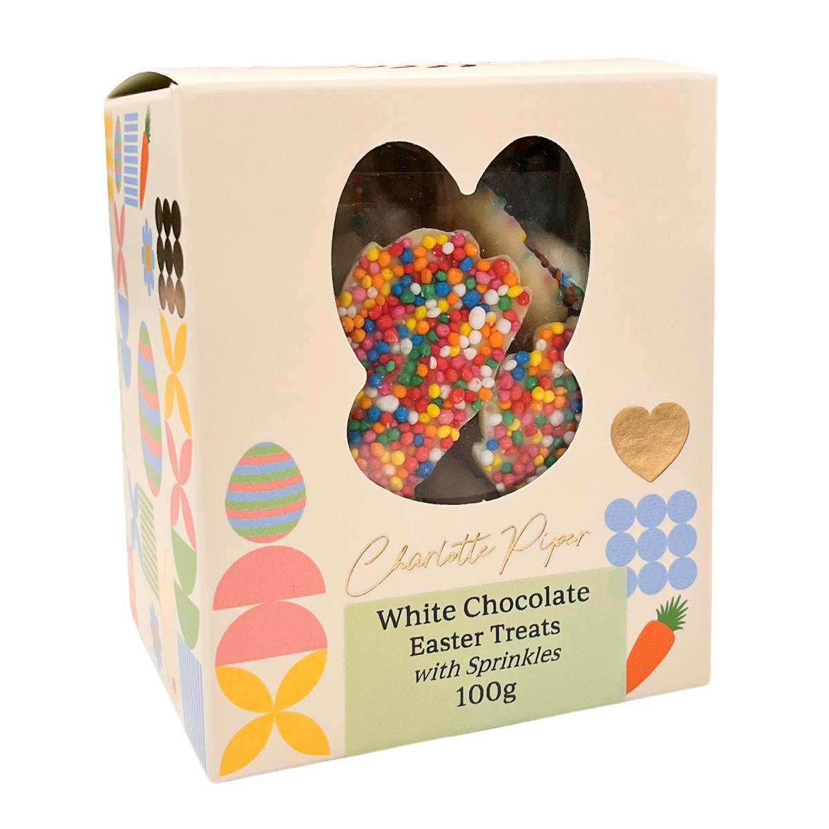 Charlotte Piper Box Easter Treats 100g White Chocolate with Sprinkles