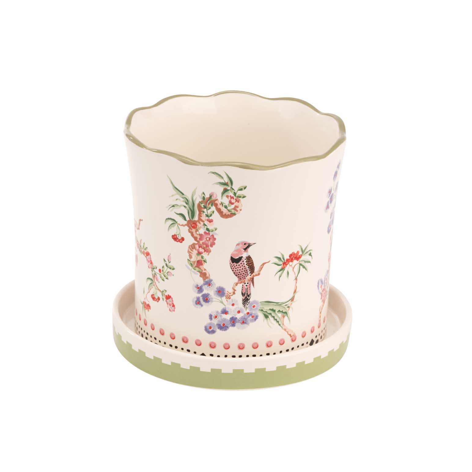 Cath Kidston Spring Birds Plant Pot With Tray