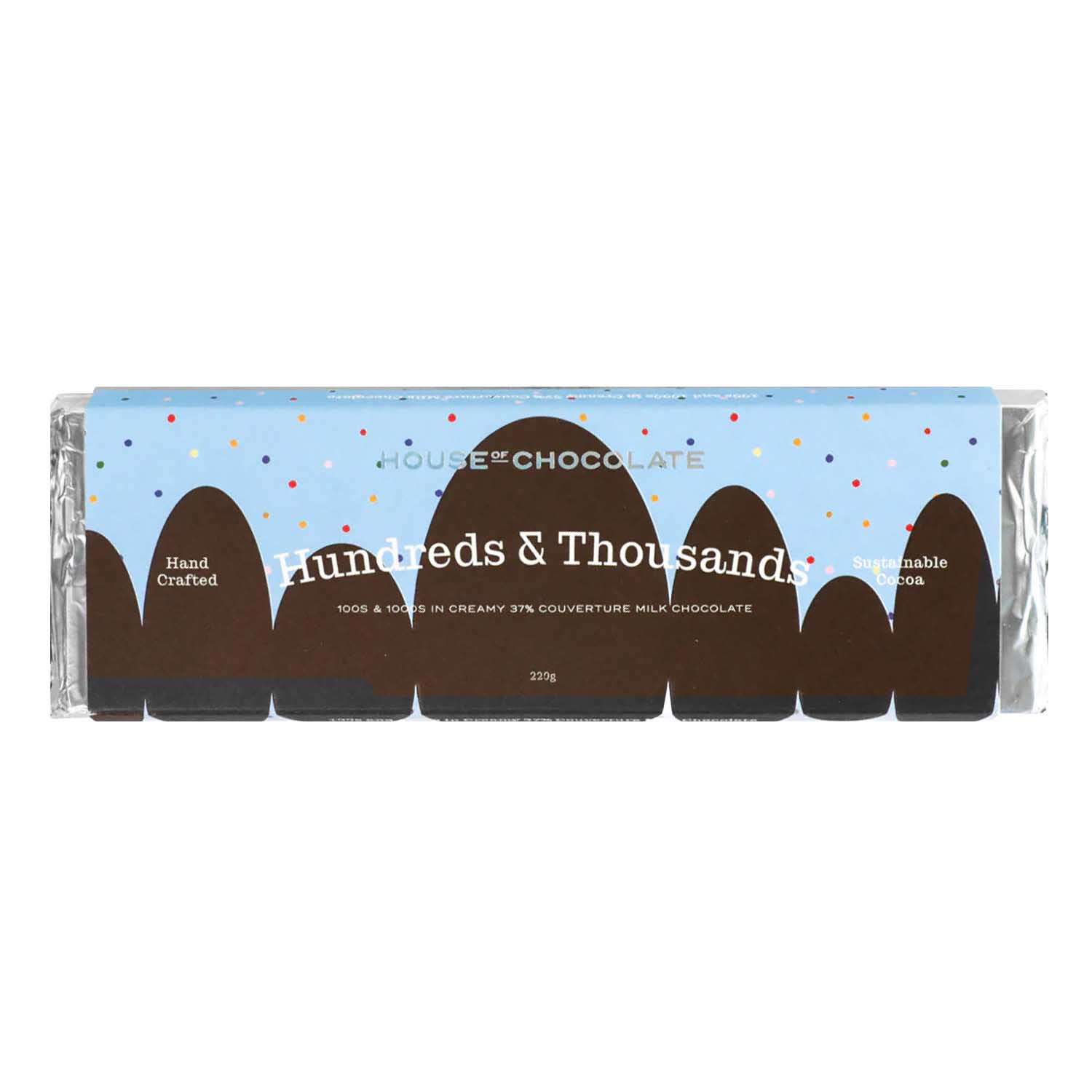 House of Chocolate Hundreds & Thousands Milk Chocolate Bar 220g