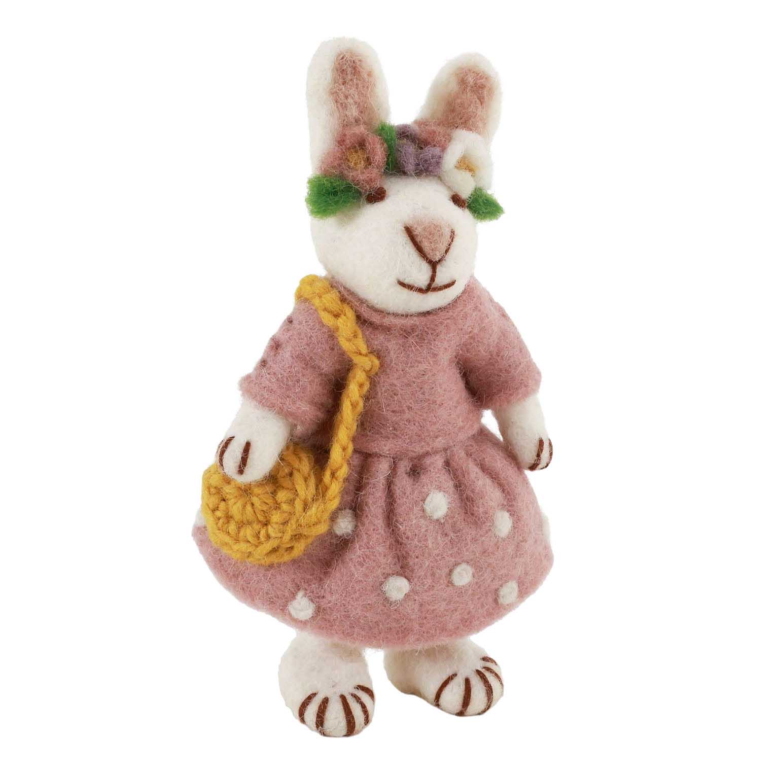 Gry & Sif Small White Girly Bunny with Flower Hair Band