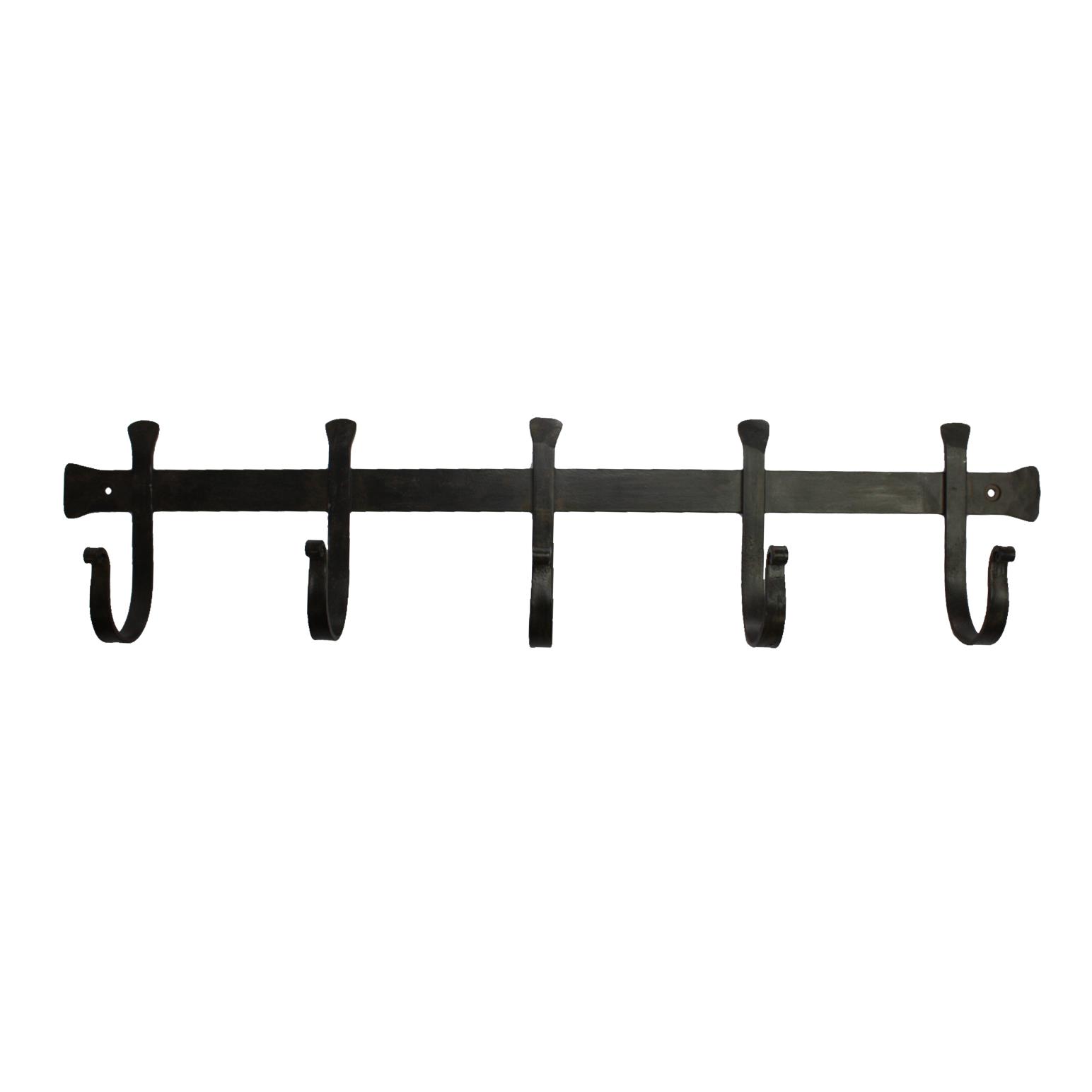 French Country Chunky Iron 5 Hook Brush Black