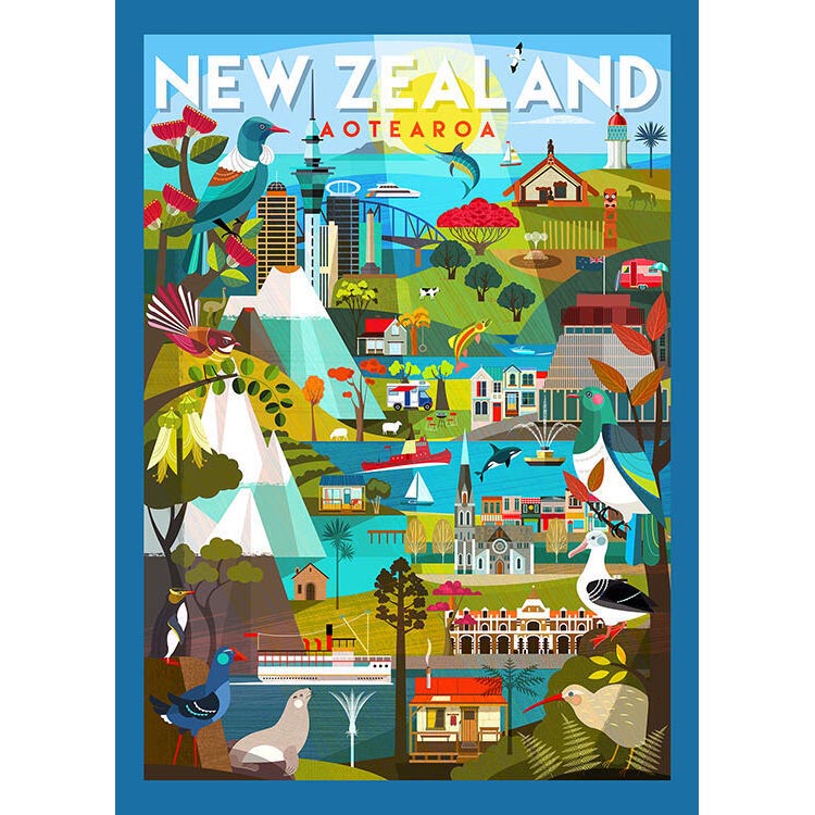 NZ Travel Destinations Black Box Frame 40x28.5x4cm