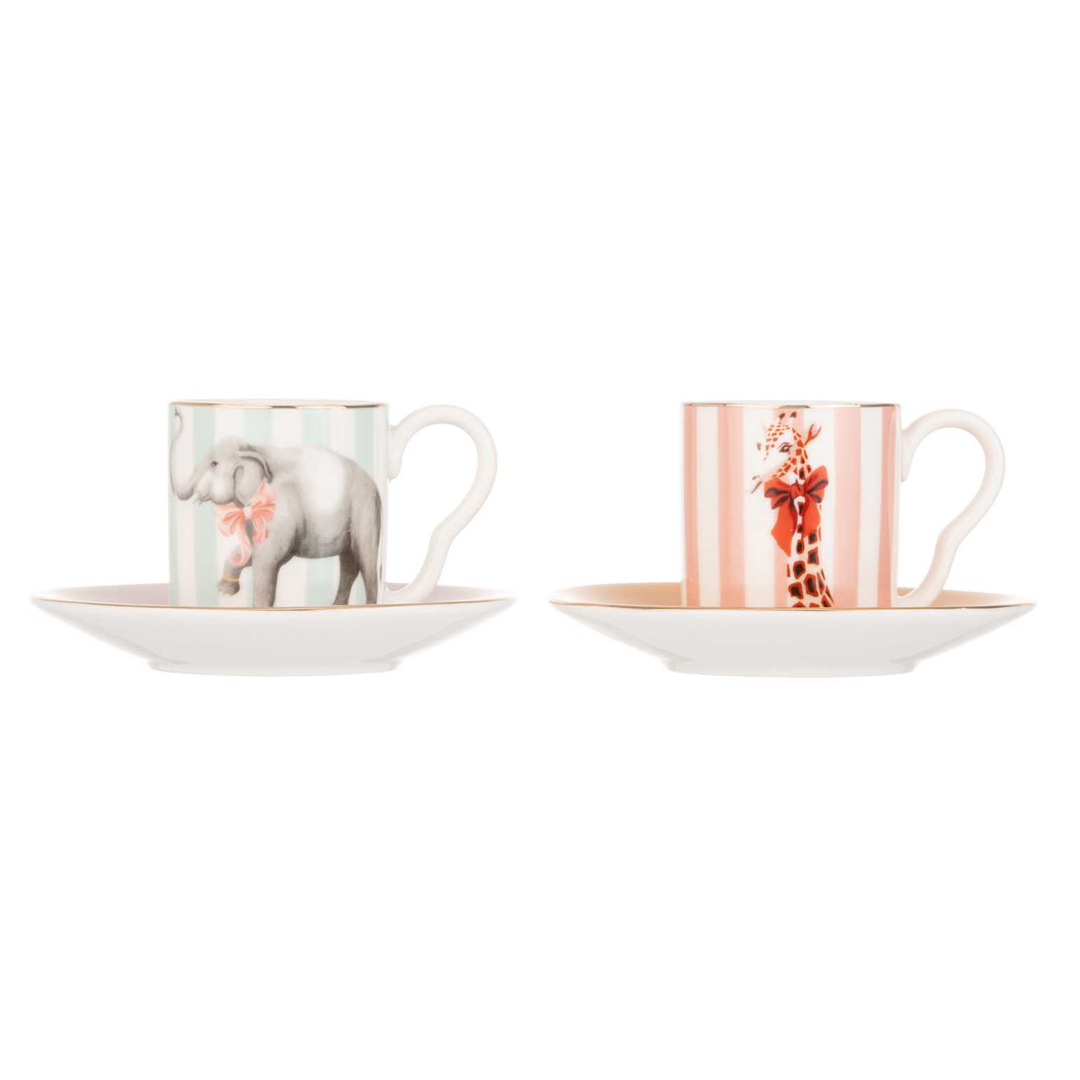Yvonne Ellen Animal Espresso Cup & Saucers (Set of 2)