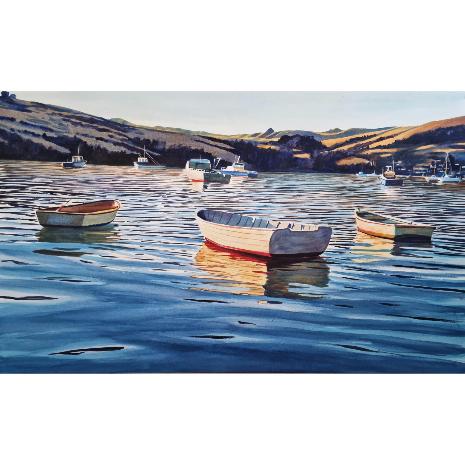 Kelvin McMillan Unframed Print Autumn Light, Akaroa Harbour 300x200mm