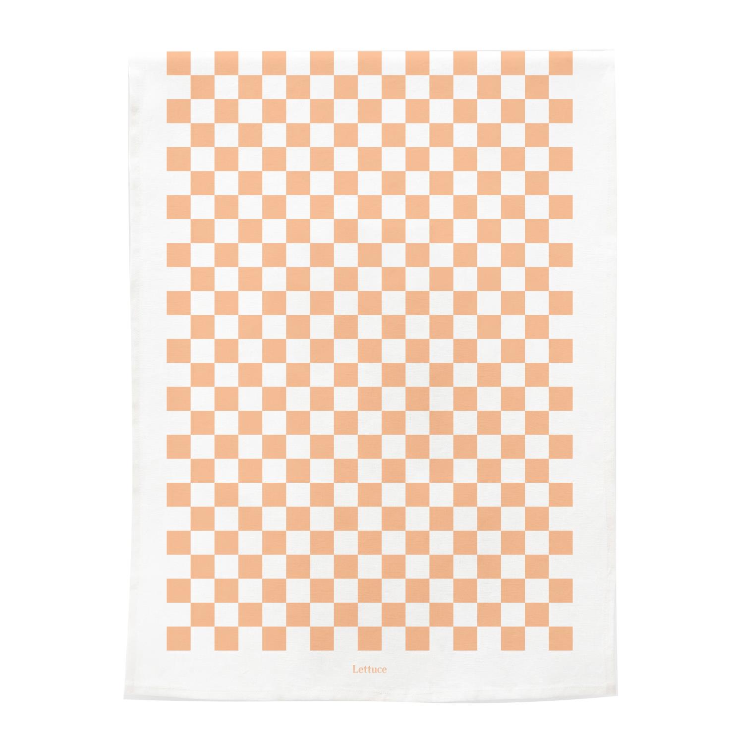 Lettuce Checkers Peach Tea Towel