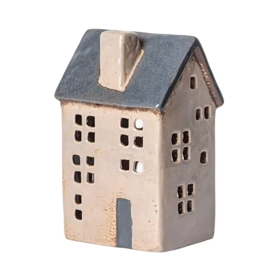 French Country Saint Malo Tea Light House Blue Roof