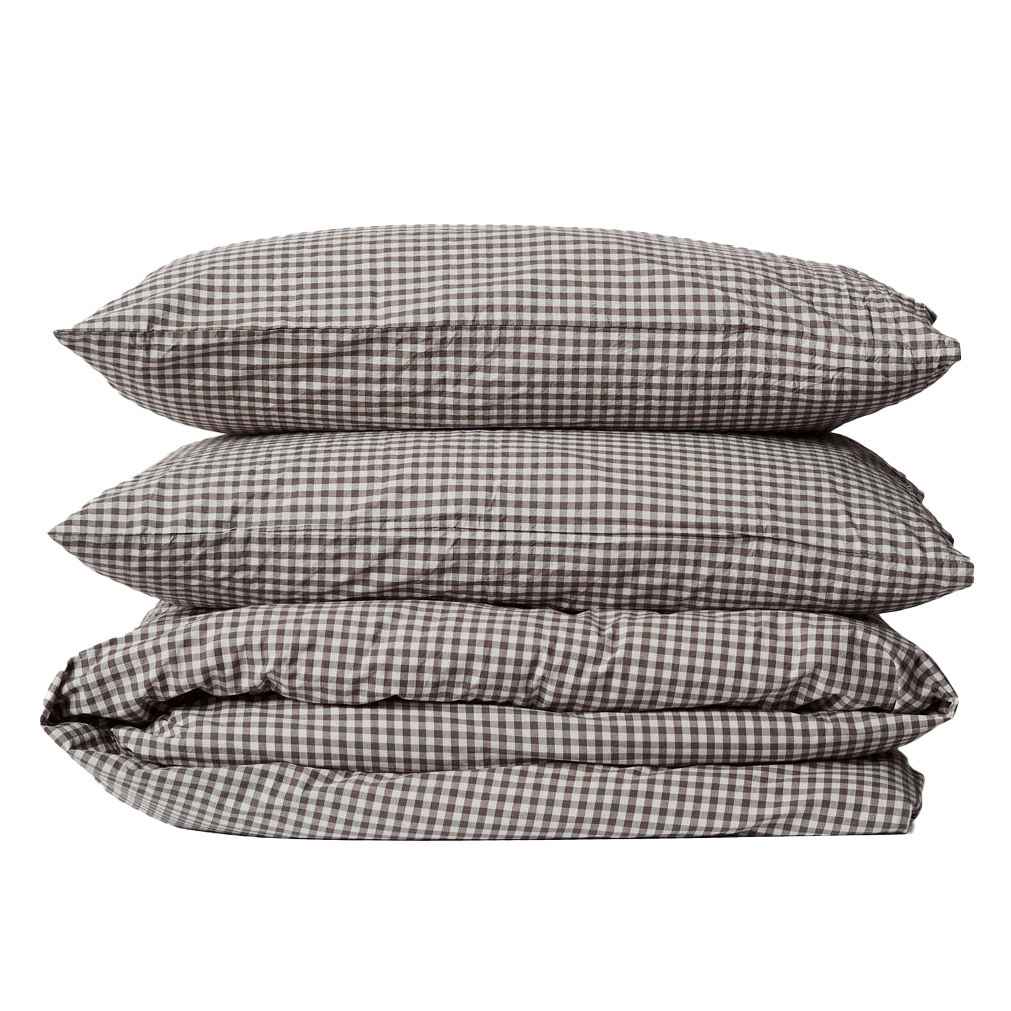 Città Gingham Organic Cotton Duvet Cover Cocoa K 245x210cm