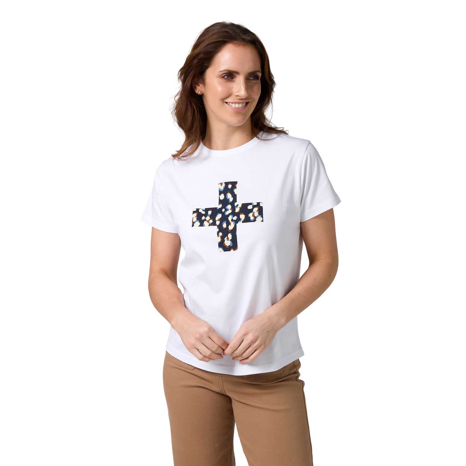 Stella + Gemma Ace Tee Leopard Cross White