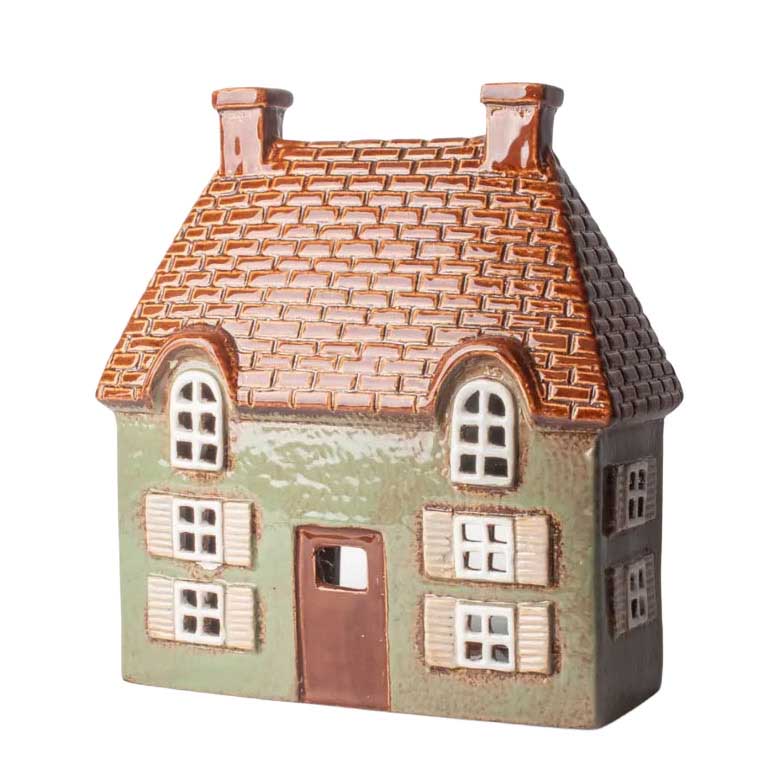 French Country Cotswold Tea Light Cottage Seagreen