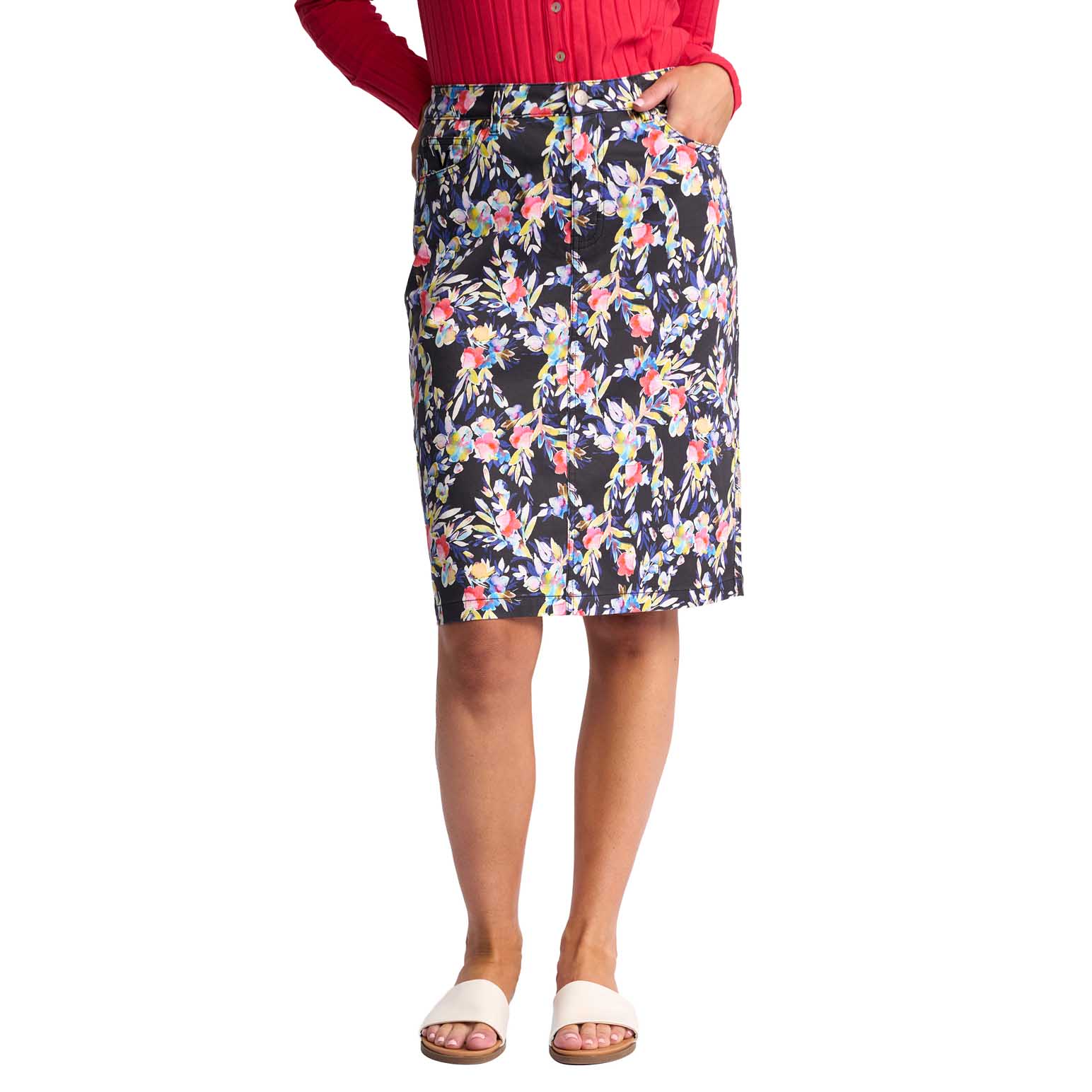 Vassalli Printed Lightweight Skirt With Centre Back Vent