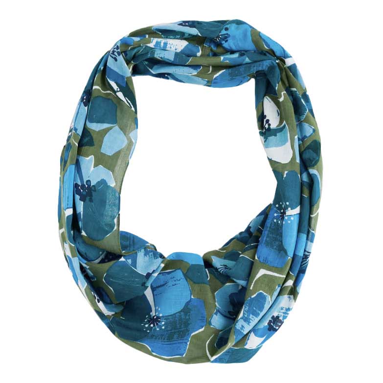 Seasalt Cornwall Summer Circle Scarf Paper Hellebores Forest Green