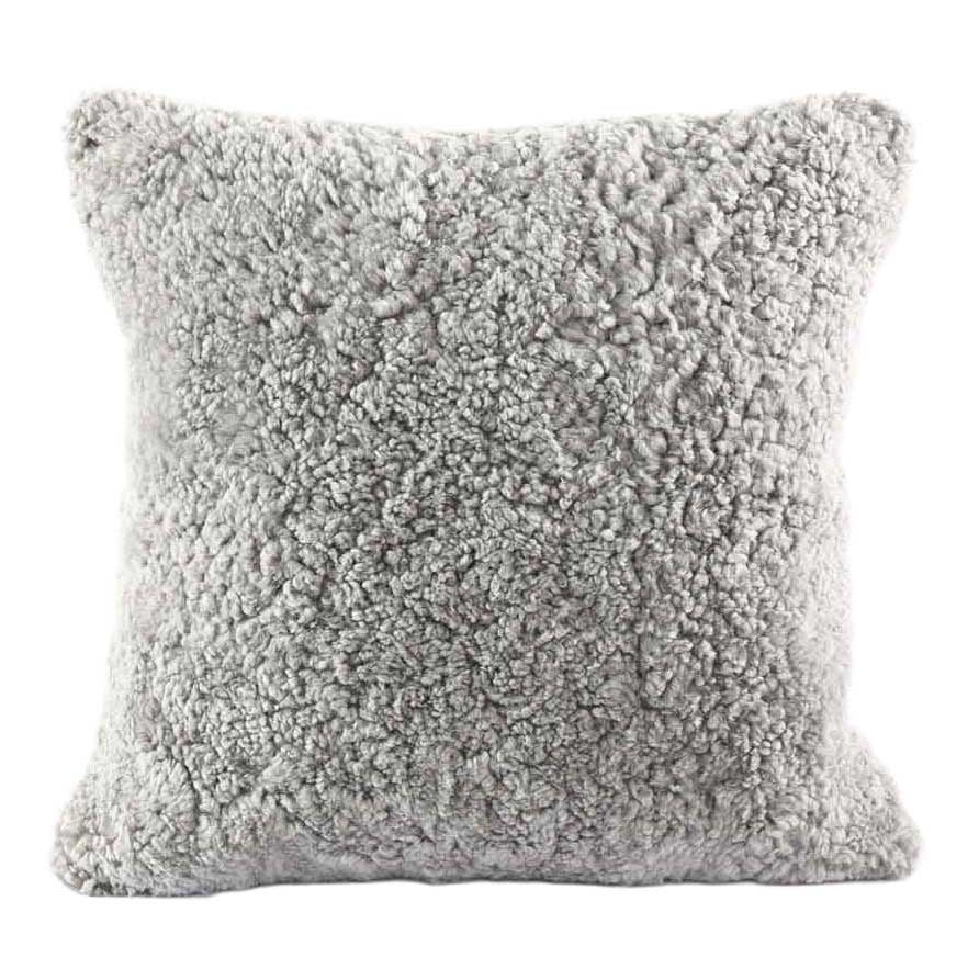 MM Linen Short Wool Sheepskin Cushion 50x50 - Pebble