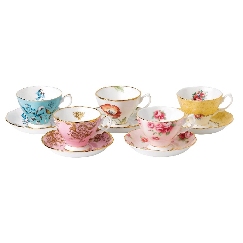 Royal Albert 100 Years Teaware 10 Piece Set Cup & Saucer 1950-1990