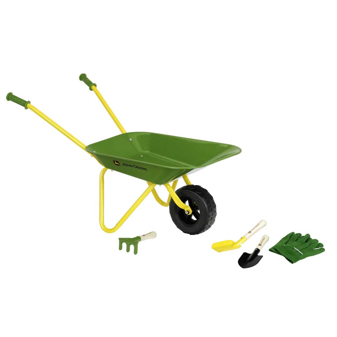 John Deere Metal Wheelbarrow Set