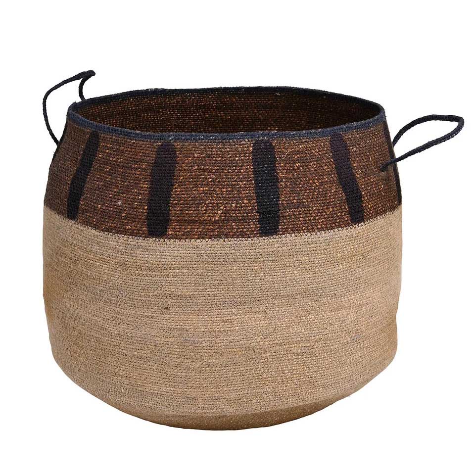 Kintu Collection Velora Basket - Natural W/Chocolate Rim