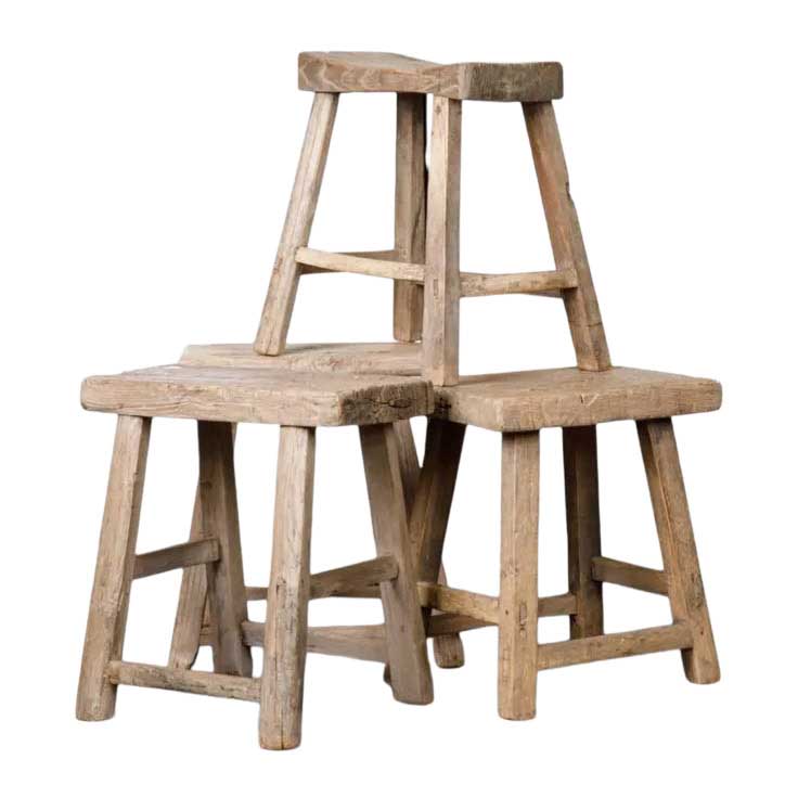 French Country Foundry Wooden Stool