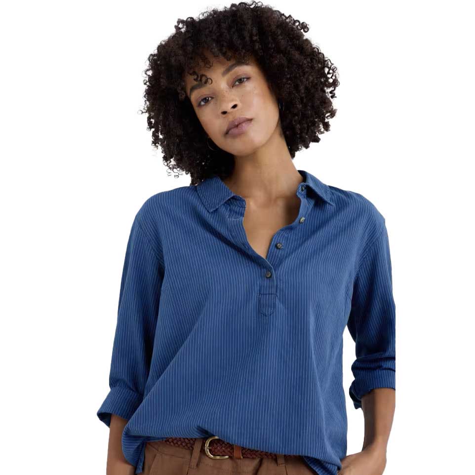 Seasalt Cornwall St Keverne Shirt Mid Indigo Stripe