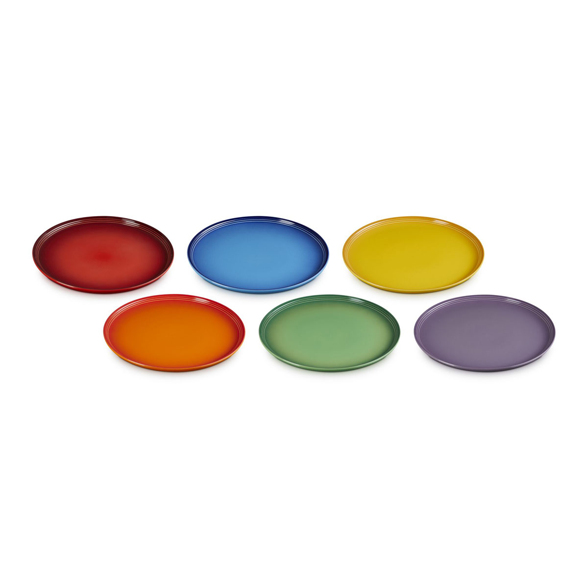 Le Creuset Stoneware Rainbow Set of 6 Dinner Plates 27cm