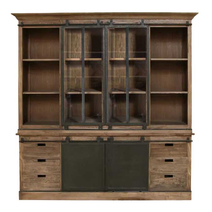 French Country Sliding Door Double Cabinet Top