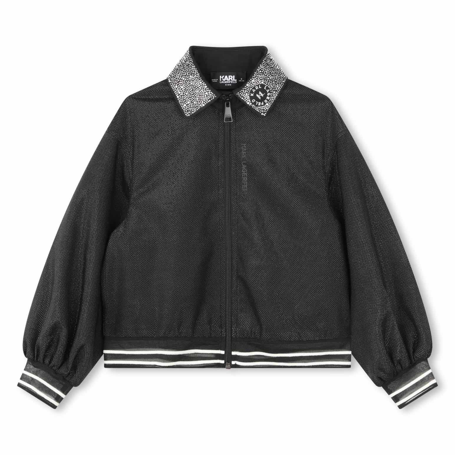 Karl Lagerfeld Rhinestone Collar Zip-Up 10Y - 16Y