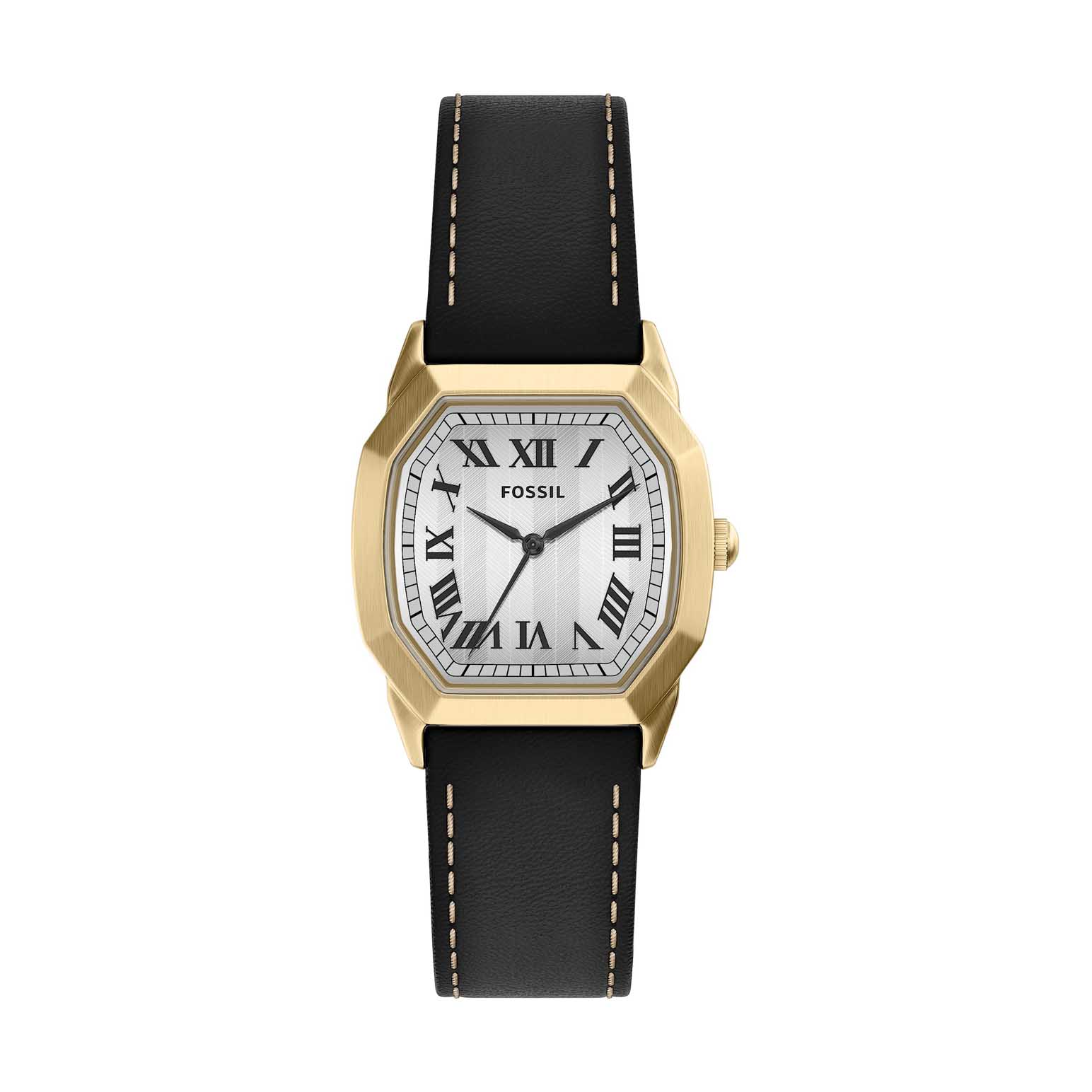 Fossil Harlow 33mm Three-Hand Black Leather Watch