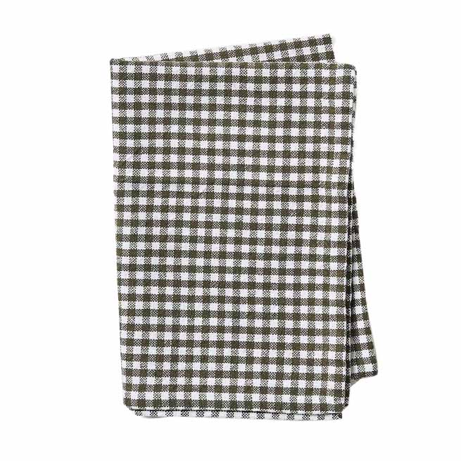 Città Gingham Washed Cotton Tea Towel Olive 50x70cm