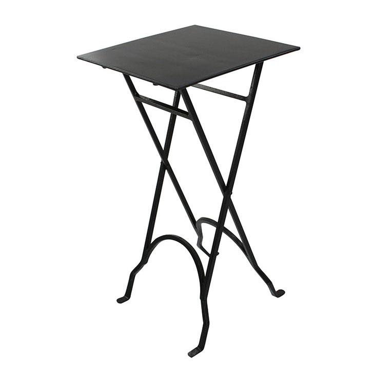 French Country Square Iron Side Table Black 58cmHx31cmSq