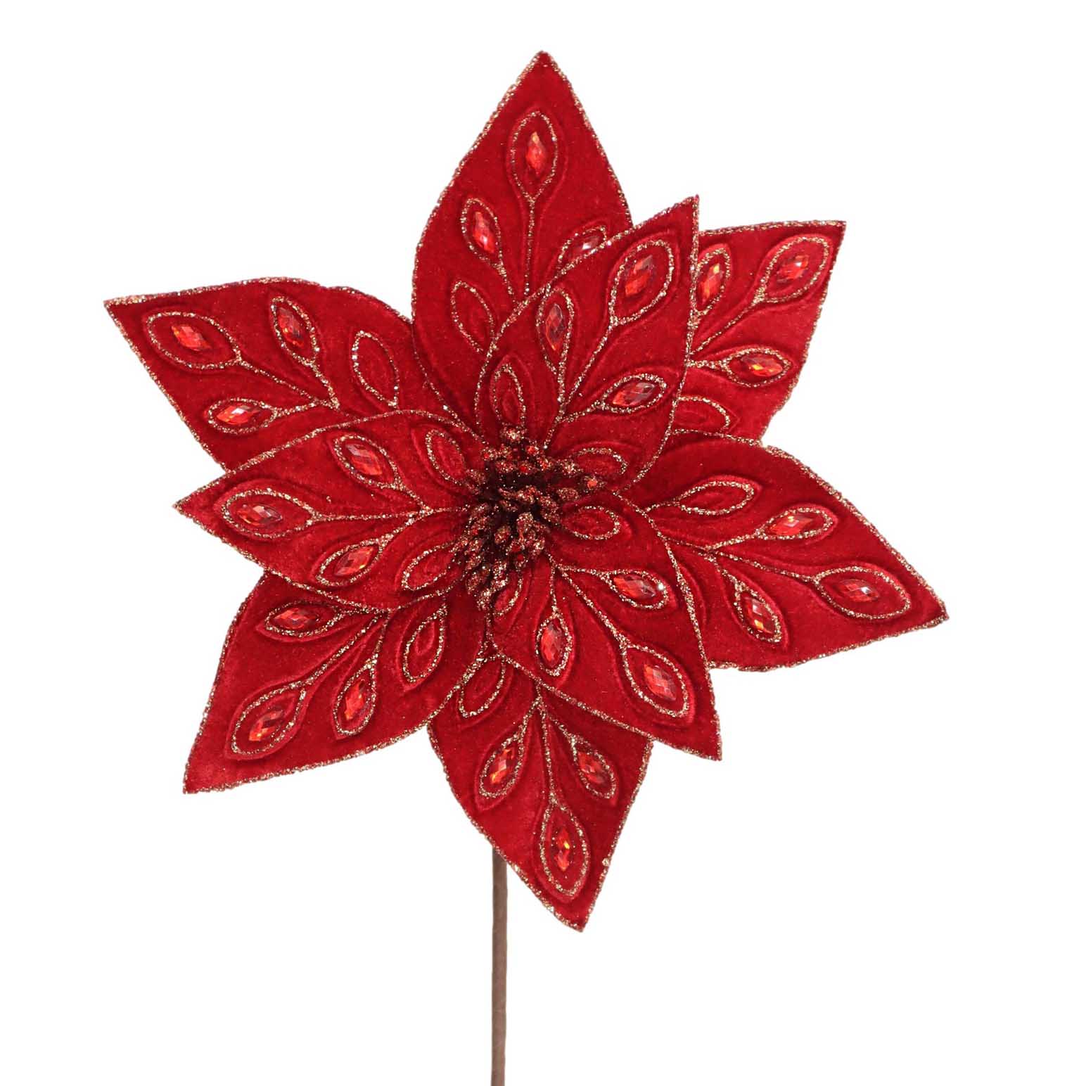 Poinsettia Red With Gemstones