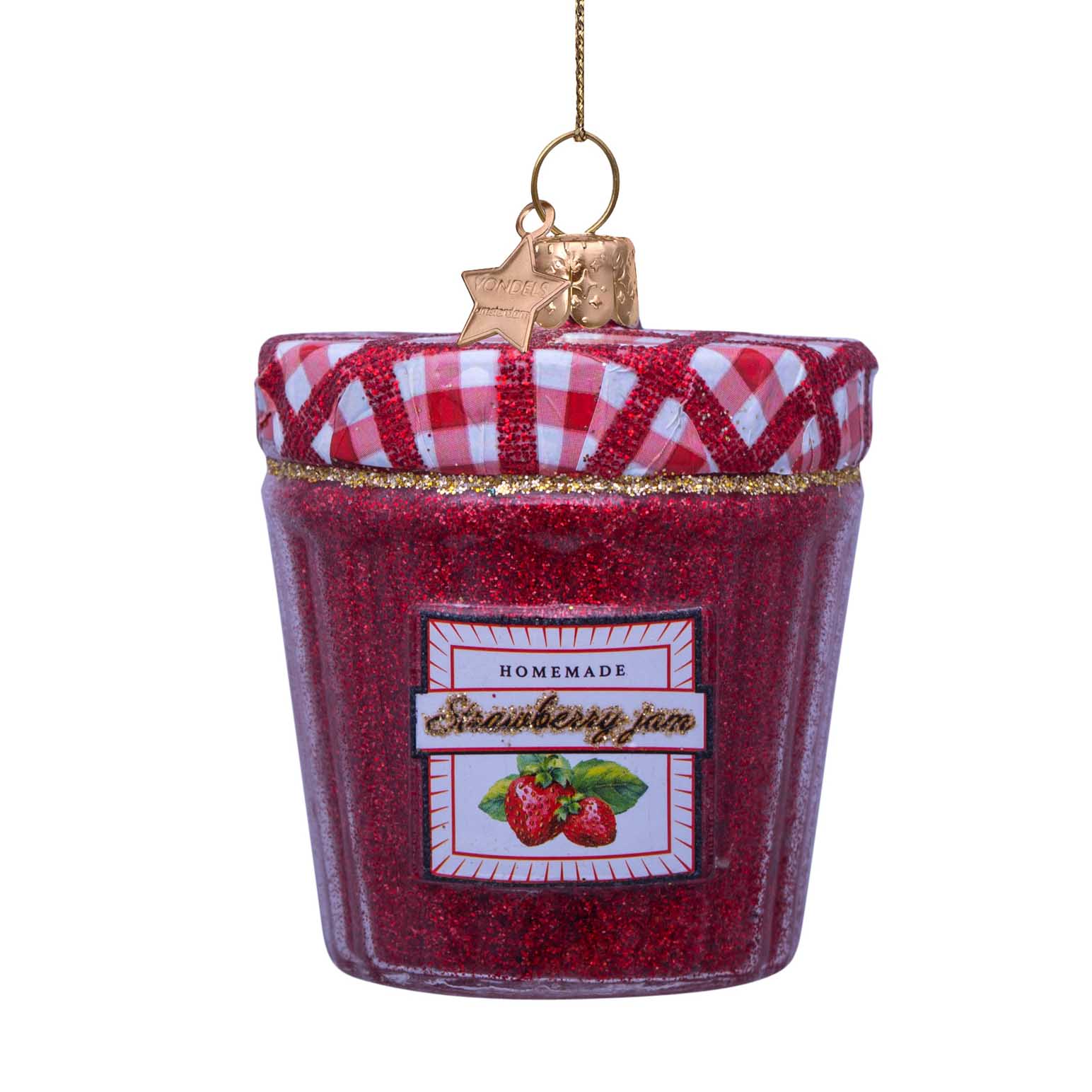 Vondels Ornament Glass Strawberry Jam Jar 7cm