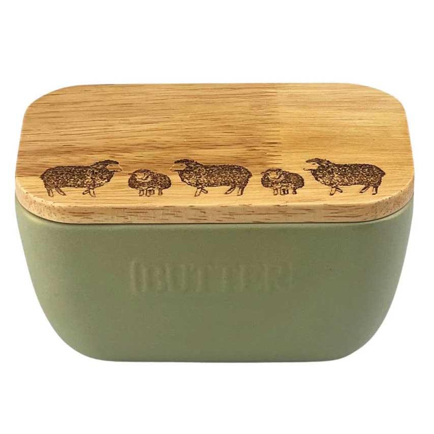 Selbrae House Sage Green Butter Dish - Sheep