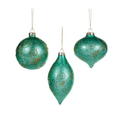 Goodwill Glass Antique Gilt Swirl Pattern Ornament Assorted 8cm